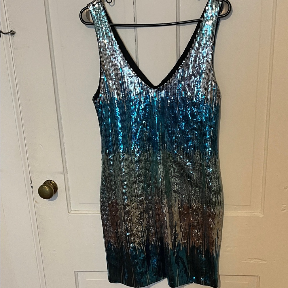 Lily Rose Blue and Silver Sequin Mini Dress
